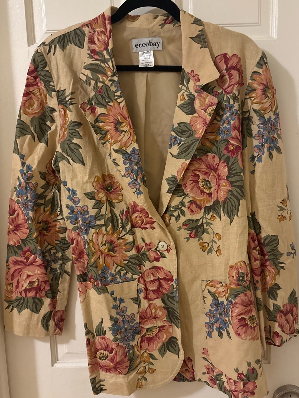 eccobay Floral Beige linen blend women's Blazer